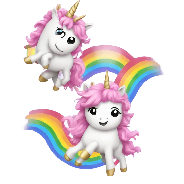 pink fluffy unicorns dancing on top of rainbows  emoji