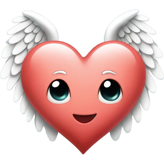 I love u Big Heart with smiley face with angel wings  emoji