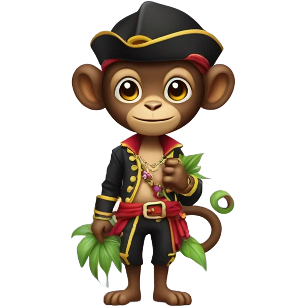 A pirate monkey who steals a flower necklace emoji