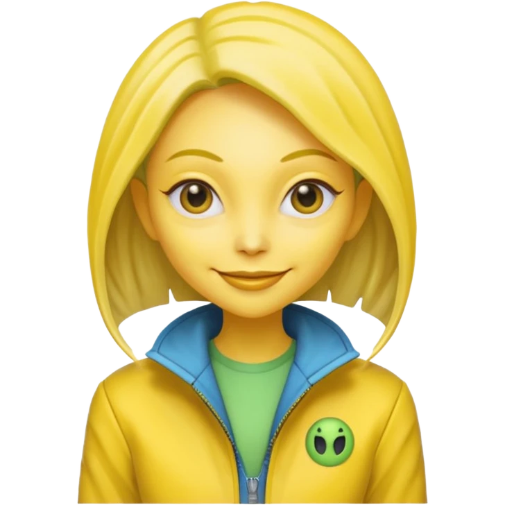 Lady Alien with yellow jacket, Half body. emoji