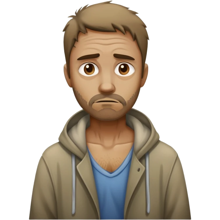 A poor man on the streets in another man on the street emoji
