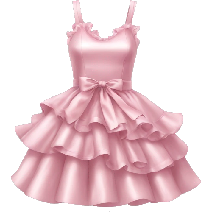 satin soft pink dress with ruffle and with ribbon emoji