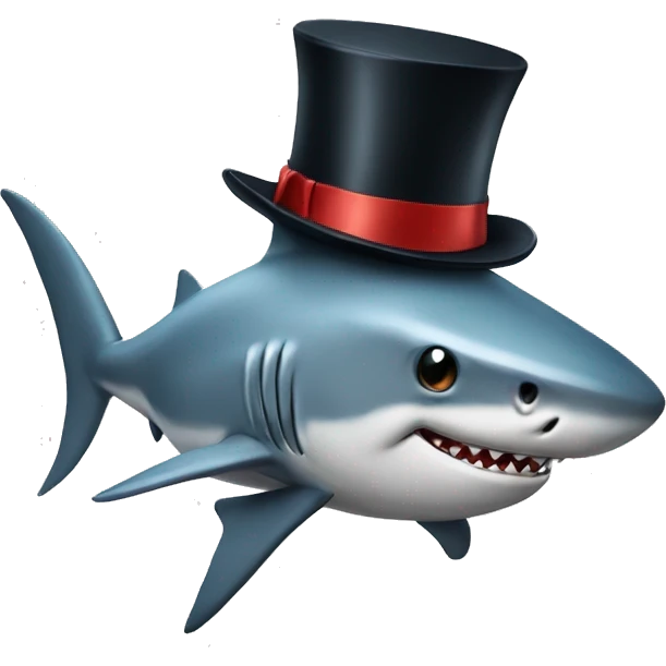 Shark with a top hat emoji