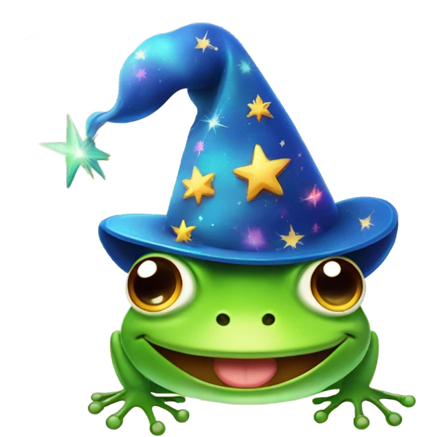 Frog with a magic hat emoji
