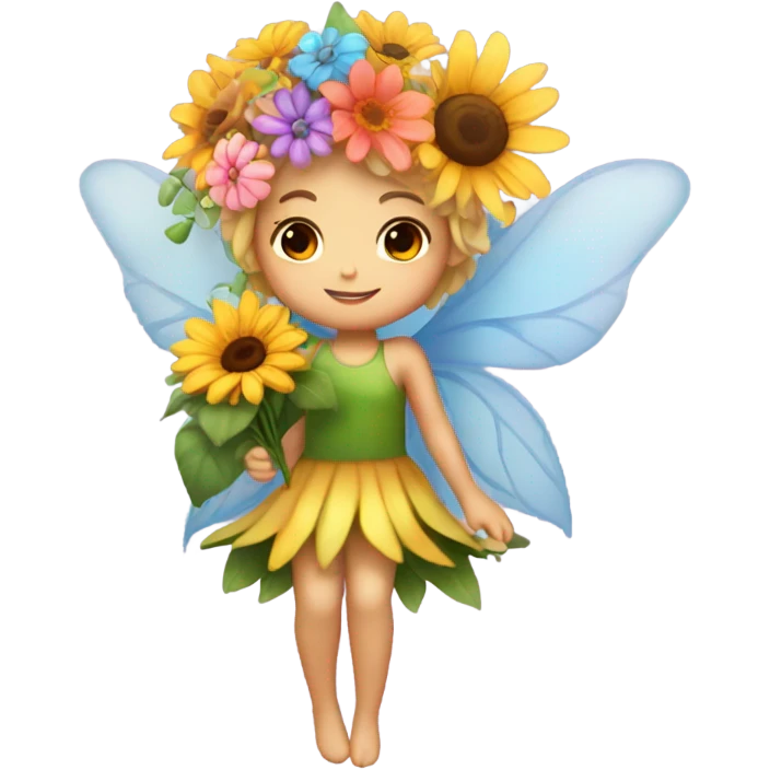 Flower fairy holding flower bouquet  emoji