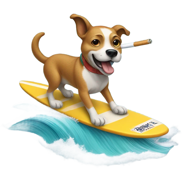 Dog smoking while surfing emoji