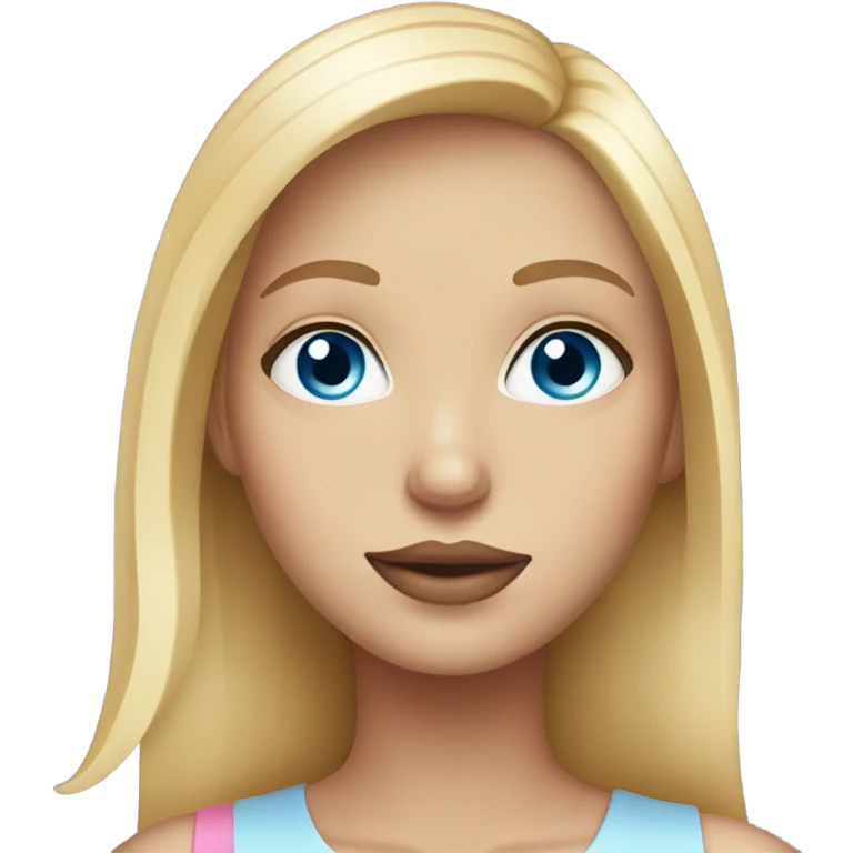 Blonde girl blue eyes and pinkish lips emoji