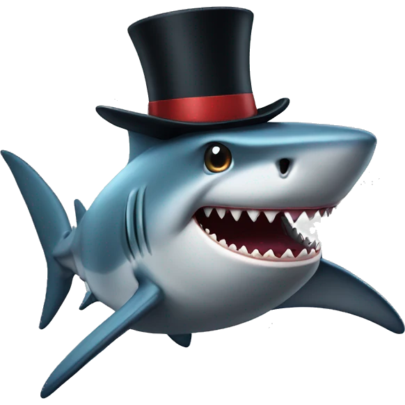 Shark with a top hat emoji