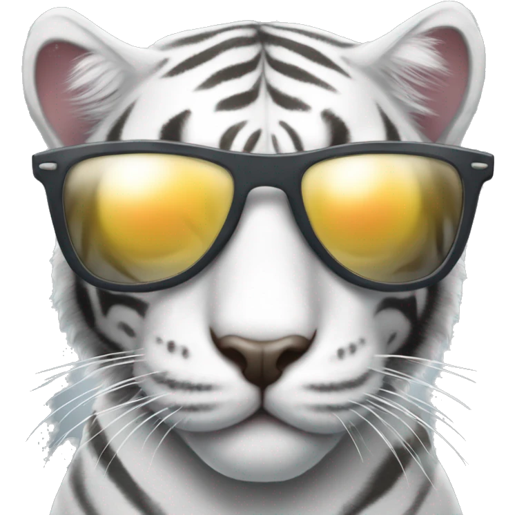 cool grey and white tiger cat with sunglasses emoji