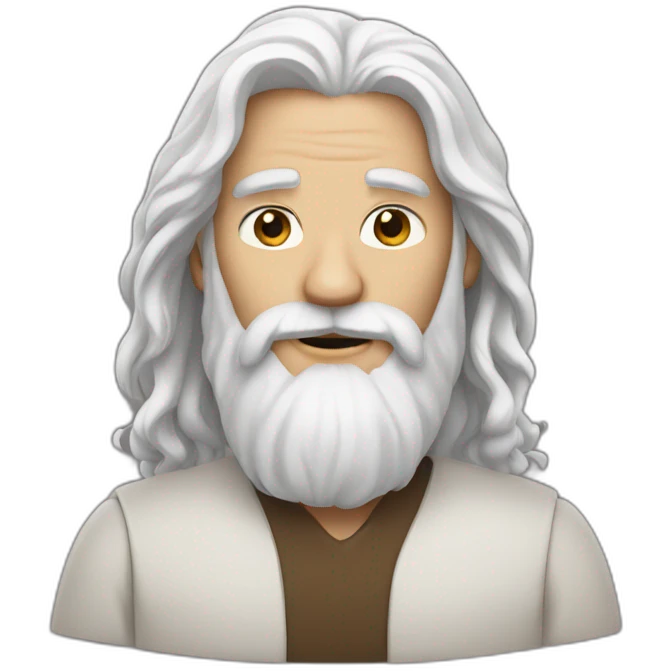 Man long white hair, brown beard emoji