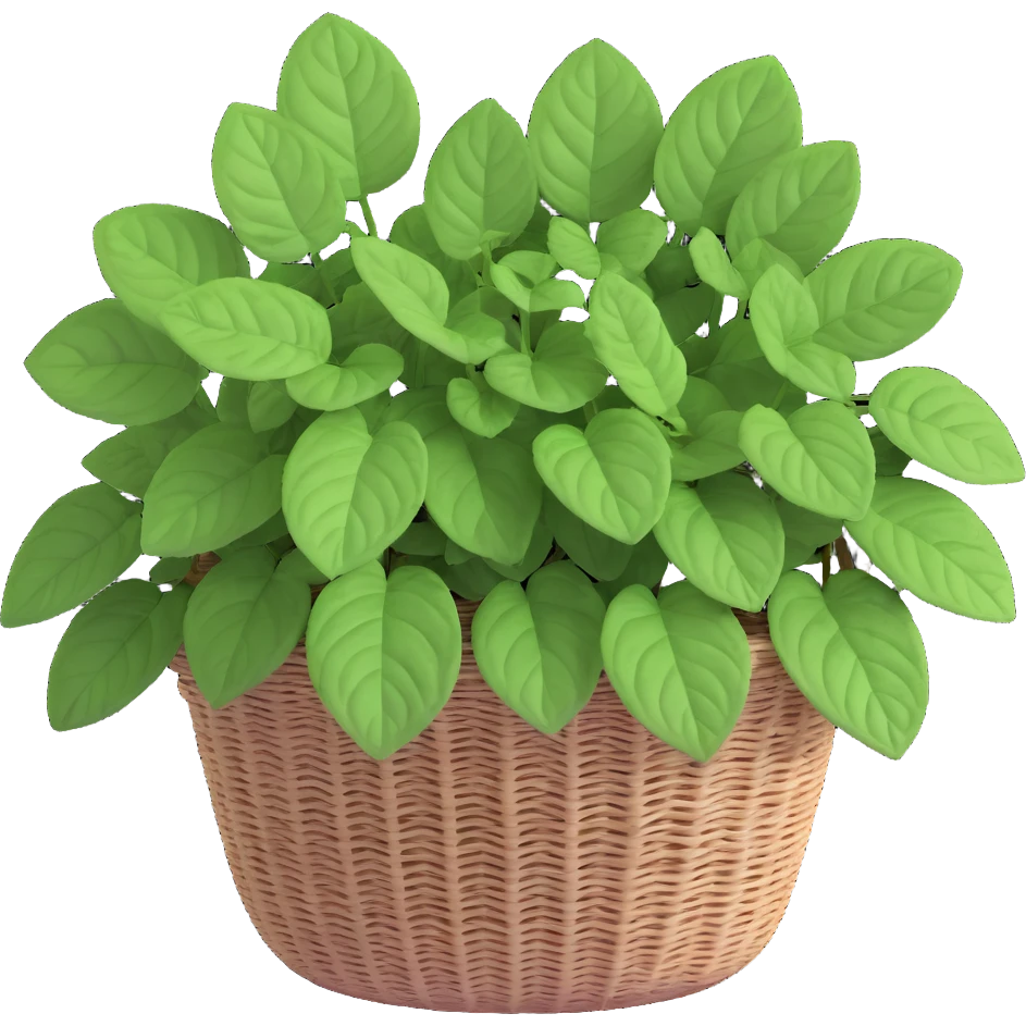 Plectranthus Verticillatus Swedish Ivy with trailing stems and perfectly round circular leaves in a coconut fiber basket emoji