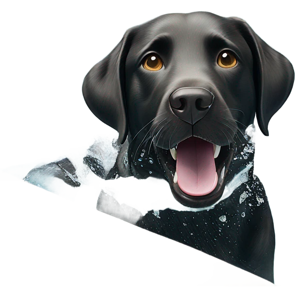 Black lab playing in a pool emoji