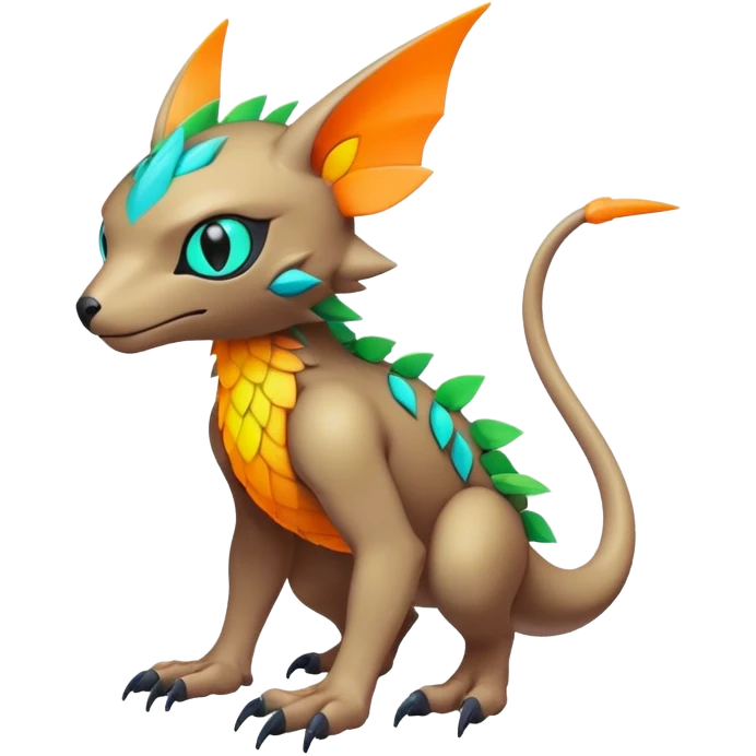 Tropical lush warm-colored modern colorful neon-colored Fakémon-Digimon-Trico-creature emoji