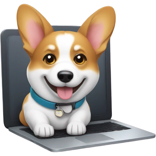 Corgi working on a laptop  emoji