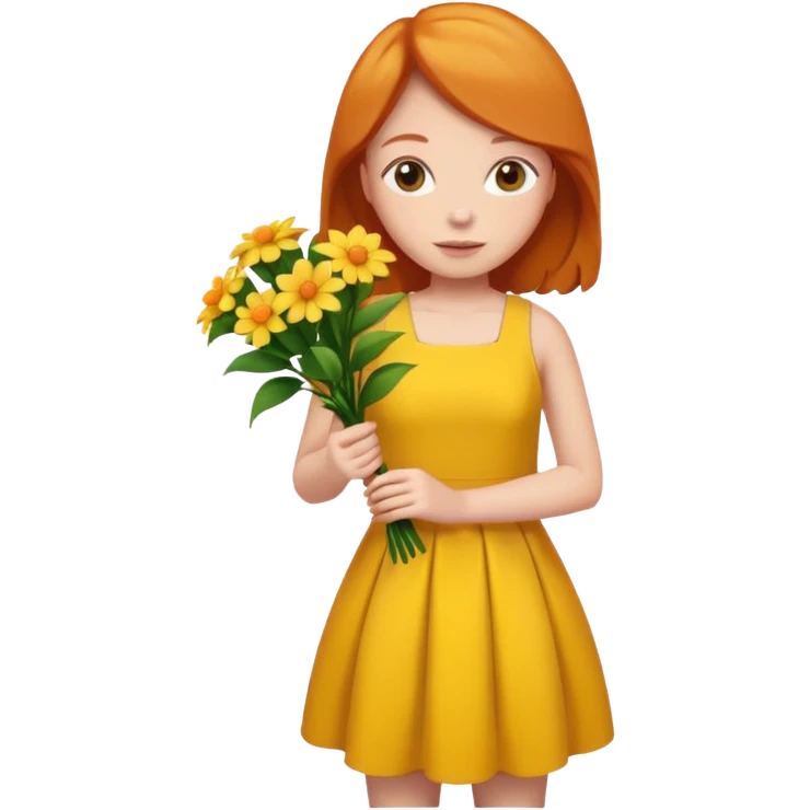 Girl Ginger her yellow dress flowers  emoji