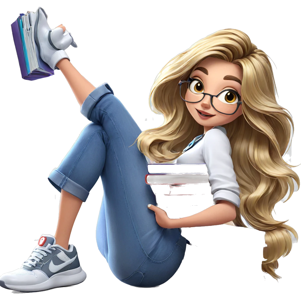 smiling girl with a book emoji