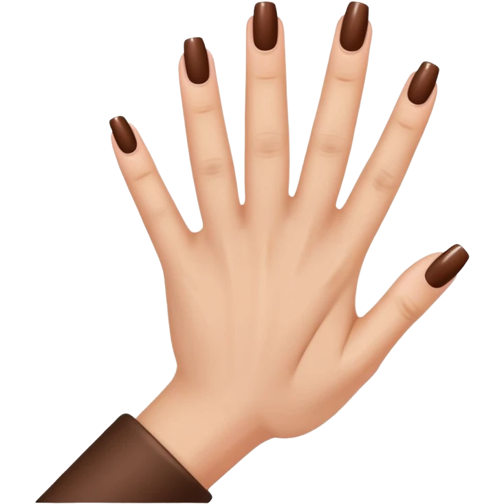 brown nails on a hand with 5 finger, but a pretty and feminine hand emoji