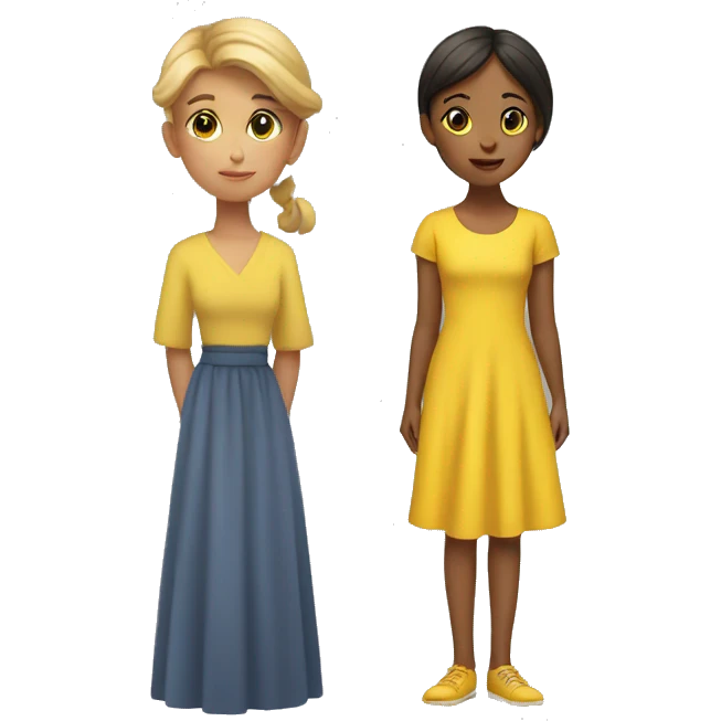 Girl behind woman in yellow dress emoji
