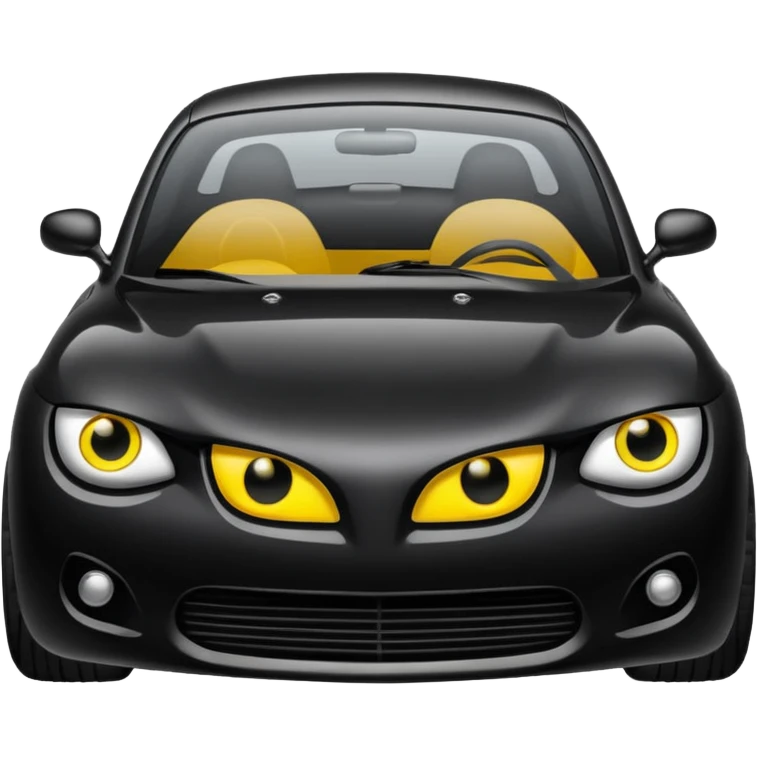 Black car with yellow eyes  emoji