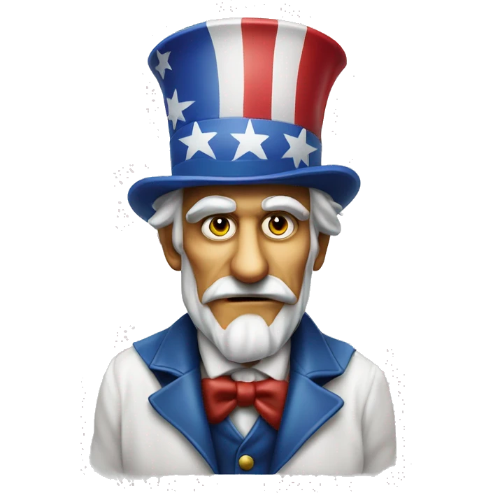 Uncle Sam with pitiful eyes up to his waist photorealistic serious emoji