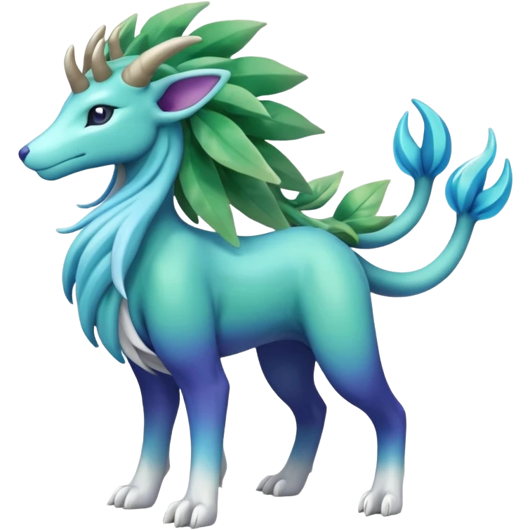 Suicune-Aurorus-Meganium-fusion (full body) emoji