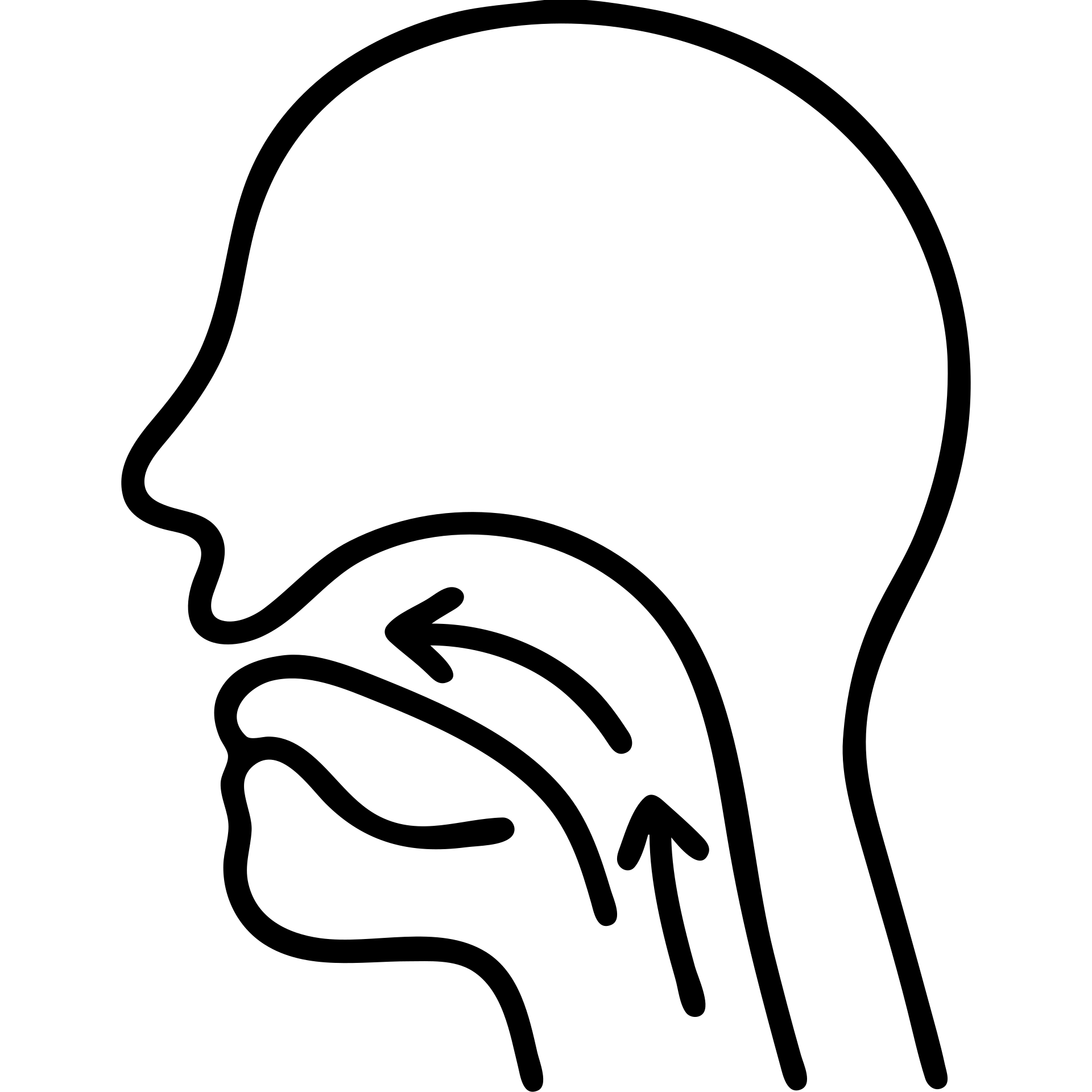 Diagram showing proper tongue posture for mewing technique, with arrows indicating tongue placement on the roof of mouth emoji