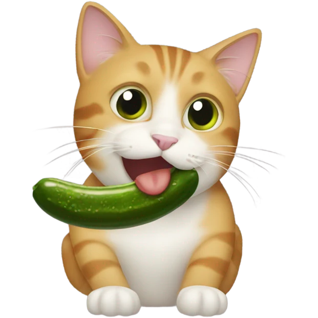 Cat eating a pickle emoji