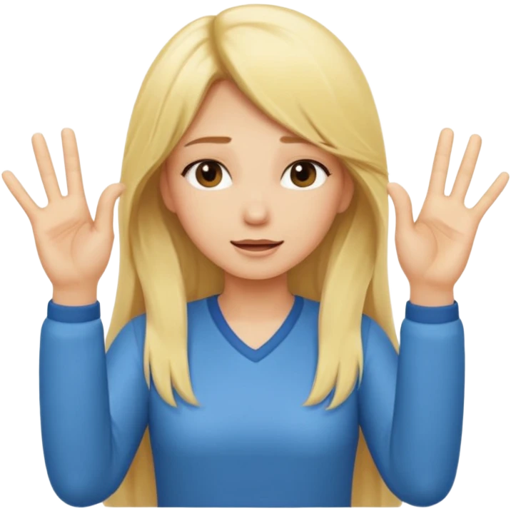 blonde cartoon girl long hair making time out gesture hands making "t" sign emoji