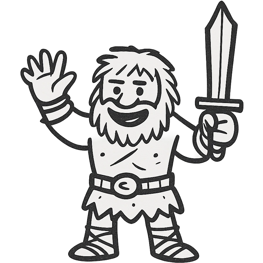 A barbarian waving a sword in greeting emoji