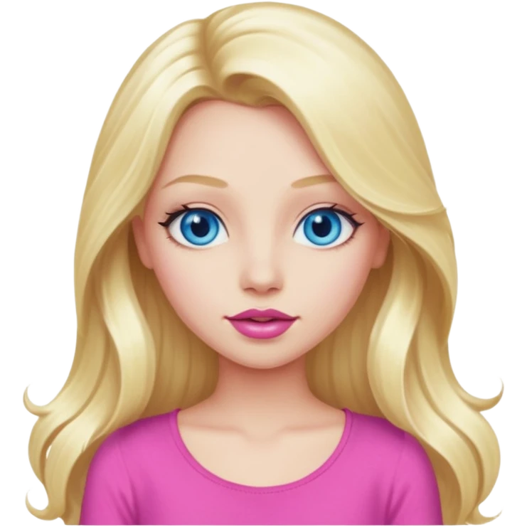 blonde girl blue eyes big pink lips bimbo pink top diva long hair  emoji