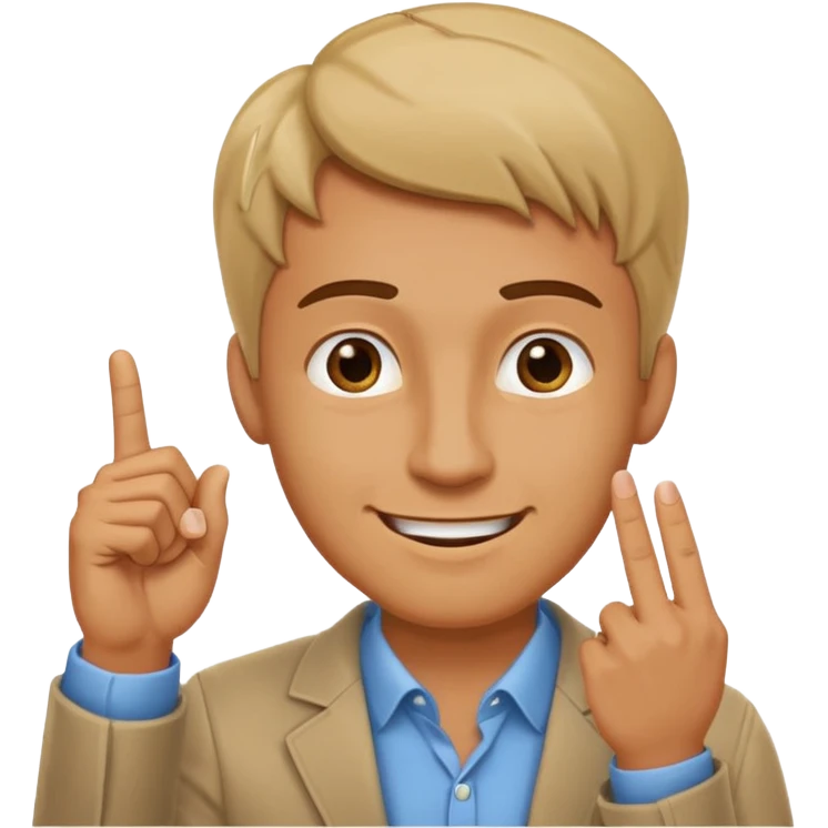 man pointing with index finger on his hand, who taps their temple with a finger and smiles knowingly. Expression: 'clever idea' emoji