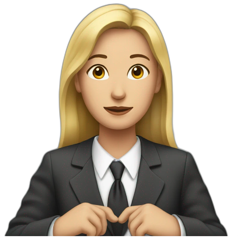 lawyer shows heart by her hands emoji