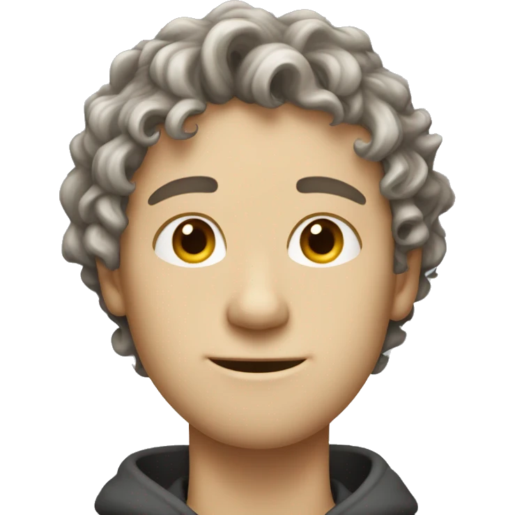 a guy with very thin very very thin medium curly hair that flows down the head and has a pale white shade of skin looks like a teenager and it's a side profile  emoji
