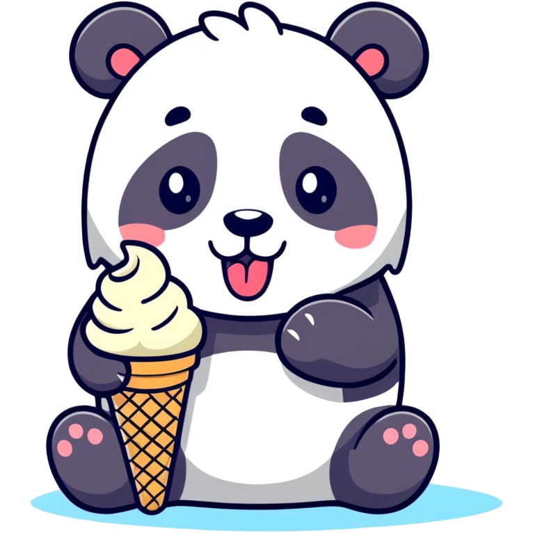 Panda eating ice cream emoji