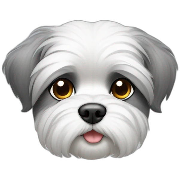 Perro shitzu color blanco y gris emoji