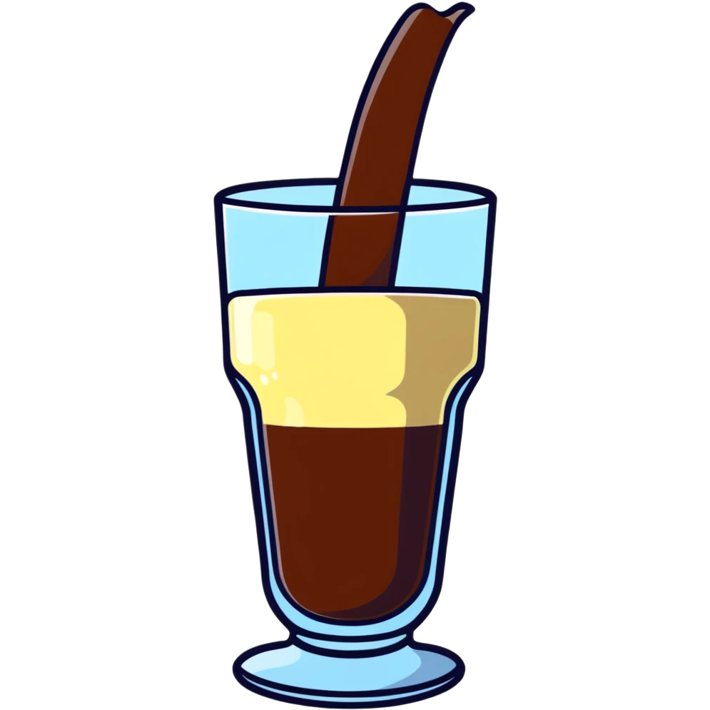 Glass of milk with Nesquik chocolate powder being mixed in emoji