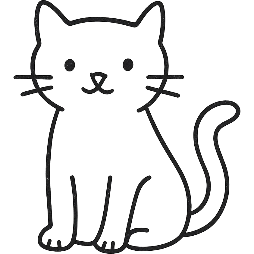 hand-drawn outlined icon of a cat, black outlines, no fill, no color emoji
