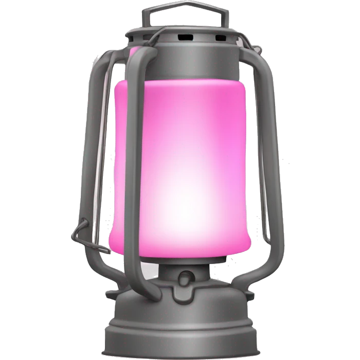 Realistic camping pink and gray lit camping lantern lisolated. emoji