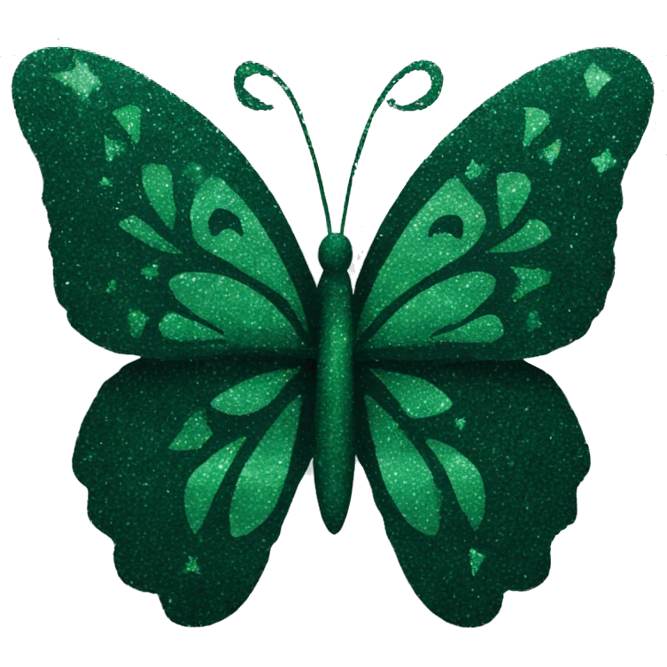 Dark green glitter Butterfly with pattern emoji