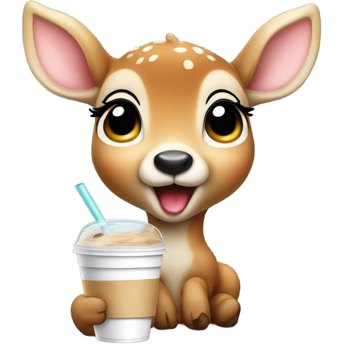 Baby deer drinking iced coffee emoji