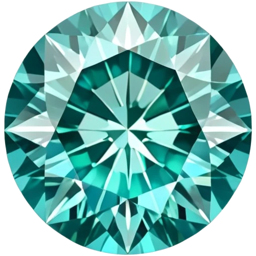 Precision round cut grandidierite gemstone with aqua blue-green color and gleaming facets emoji