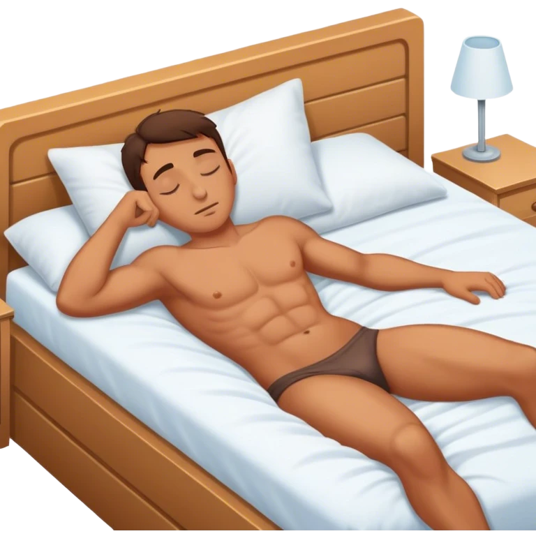 Shirtless man laying down sleeping in a bed emoji