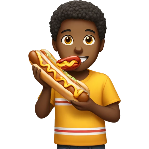 a kid eating a hotdog emoji