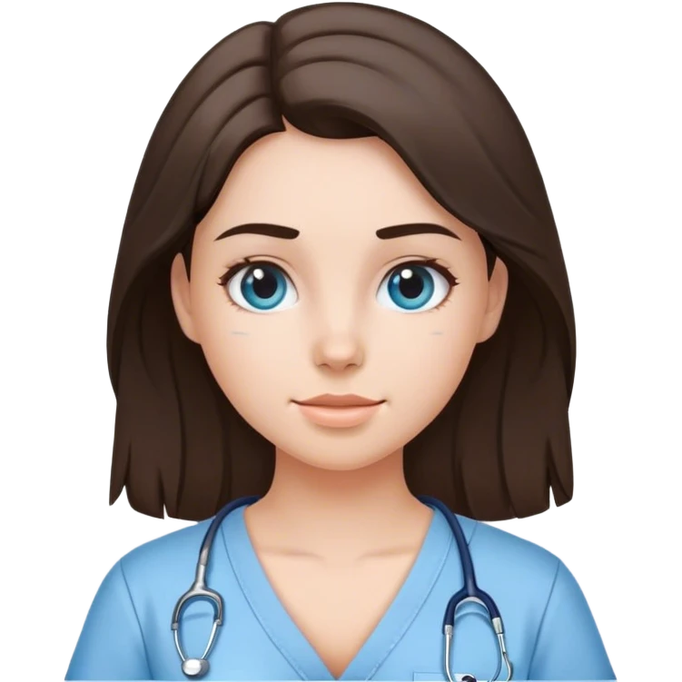 light blue scrub top (brunette girl) emoji