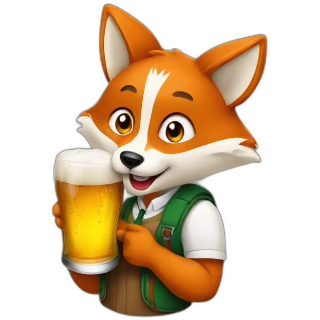 Fox student with beer emoji