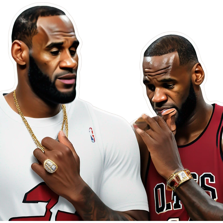 LeBron with 20 finals rings on his fingers while mj cries emoji