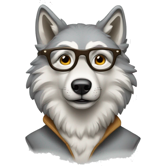 Un loup avec des lunettes carrées  emoji
