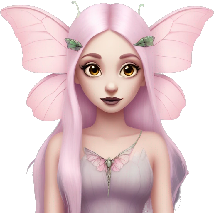 pale pink pretty luna moth goth princess fairy emoji