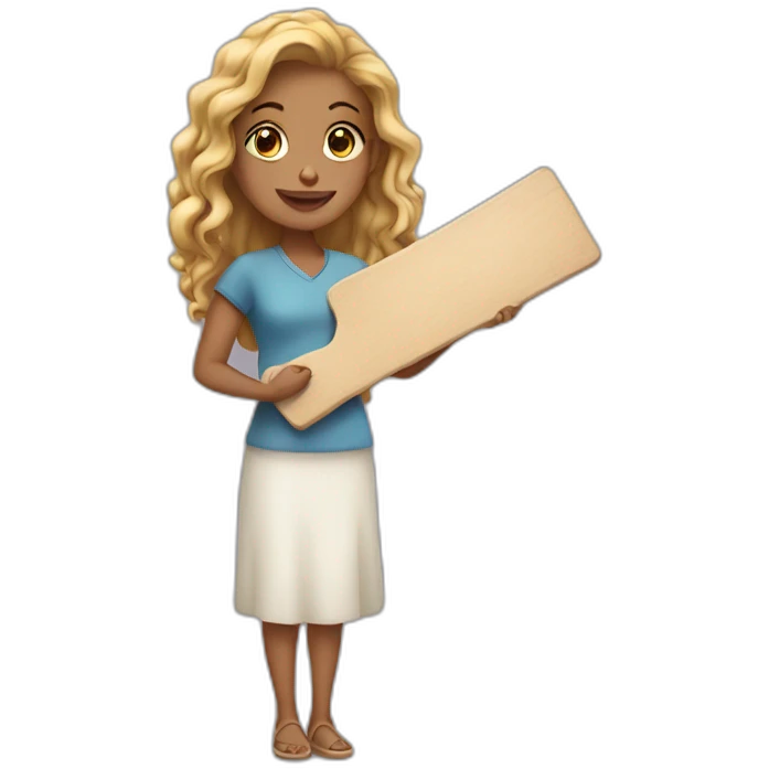 a cute women holding a board emoji
