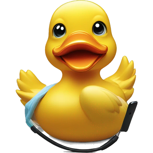repulsed rubber duck looking at phone emoji